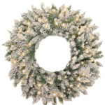 Kerstkrans Memphis besneeuwd met ledverlichting 90cm