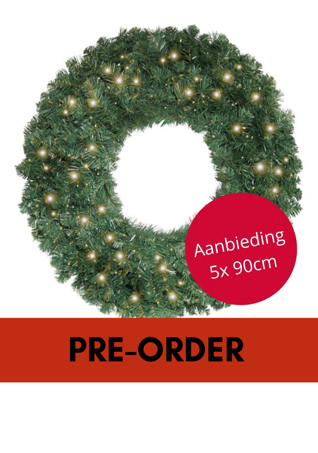 Set van 5 kerstkrans Memphis met ledverlichting