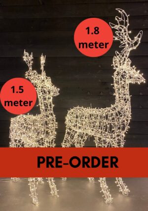 Setje verlichte rendieren Cupid en Blitzen