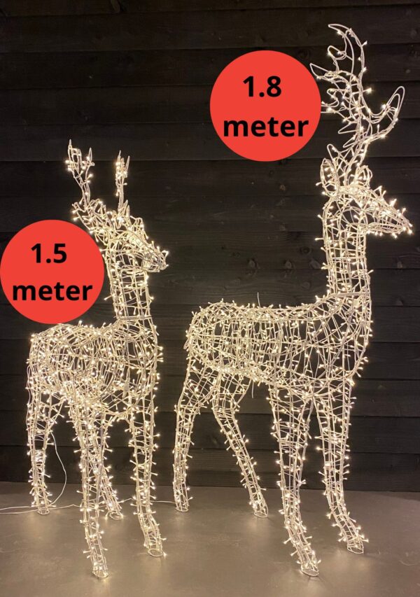 Setje verlichte rendieren Cupid en Blitzen