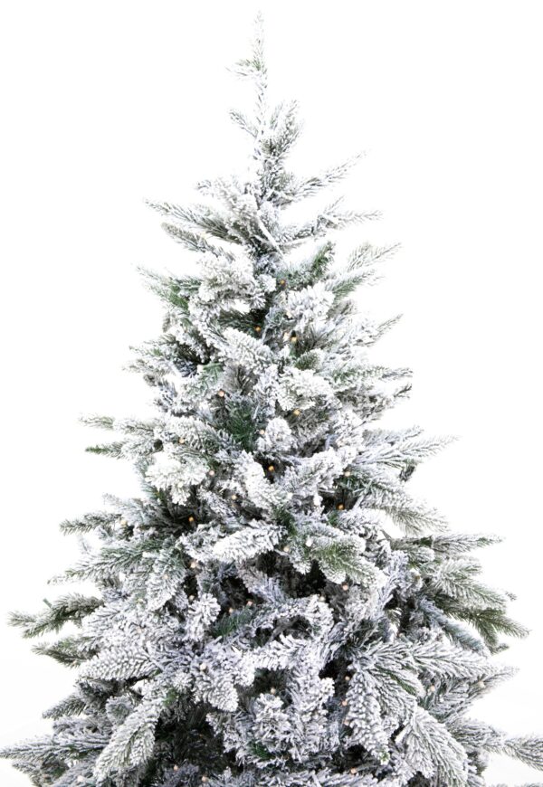 5 Kunstkerstboom Montreal Flock 210cm met ledverlichting top