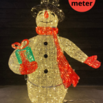 Verlichte sneeuwpop met hoed 180cm