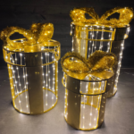 Set van 3 verlichte cadeaus