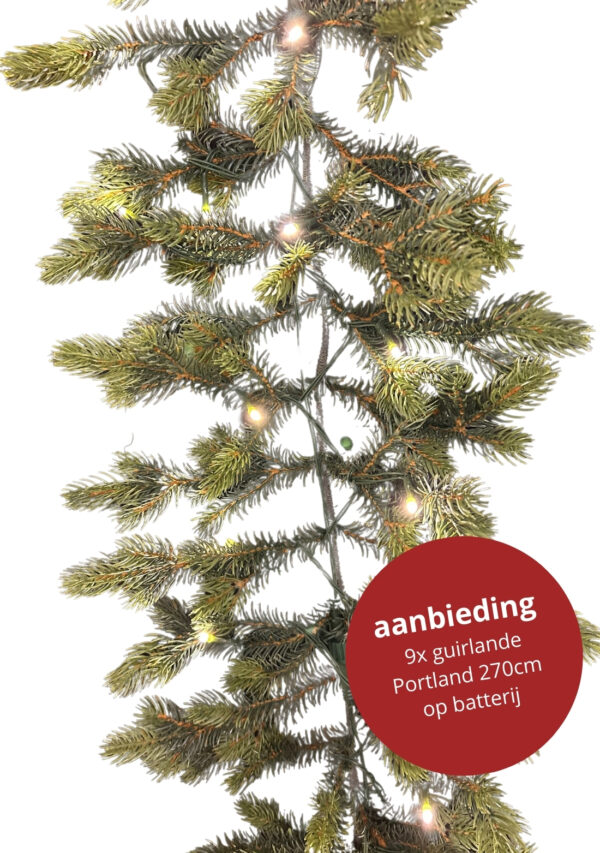 9x Guirlande Portland 270cm met ledverlichting op batterij