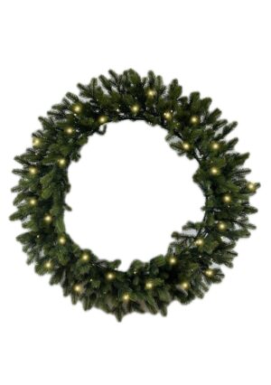 Kerstkrans Portland met ledverlichting op batterij 90cm