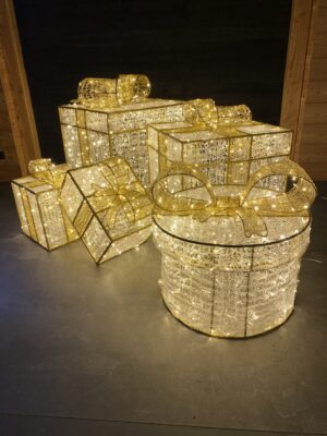 Set van 5 verlichte cadeaus