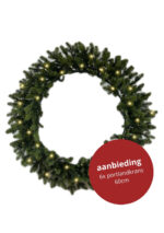 6x Kerstkrans Portland met ledverlichting 60cm